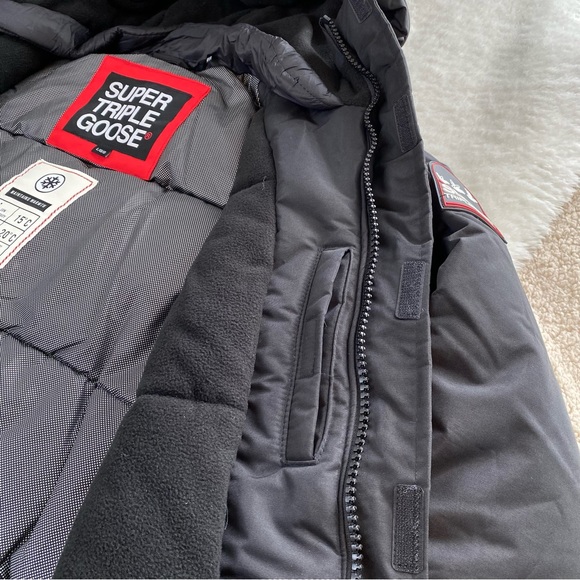 Super Triple Goose Men's Ski Parka Faux Down-Fill Jacket, Black, Size L - Picture 9 of 16